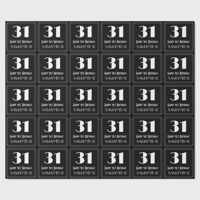 31. Geburtstag - Art Deco Inspiriert Look "31", Na Geschenkpapier (Saum)