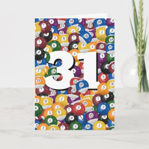 31. Geburtstag Billiard Balls Karte