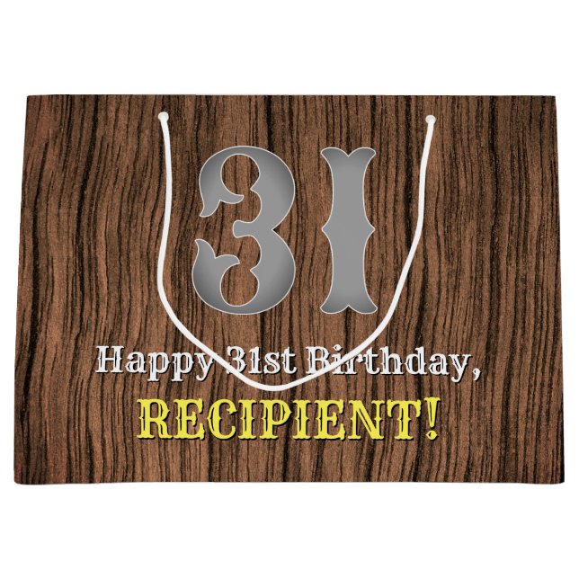 31. Geburtstag: Inspirierter Country Western Look, Große Geschenktüte (Vorderseite)