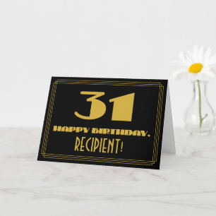 31. Geburtstag: Name + Art Deco Inspiriert Aussehe Karte