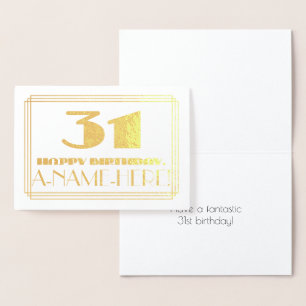 31. Geburtstag; Name + Art Deco inspiriertes Ausse Folienkarte