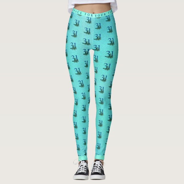 31. Geburtstag oder Jubiläum Pfauenmuster Leggings (Vorderseite)