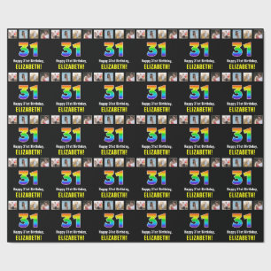 31. Geburtstag: Regenbogen "31"; kundenspezifische Geschenkpapier