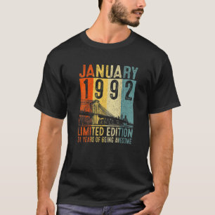 31. Geburtstag Vintag Januar 1992 31 Jahre alte Mä T-Shirt