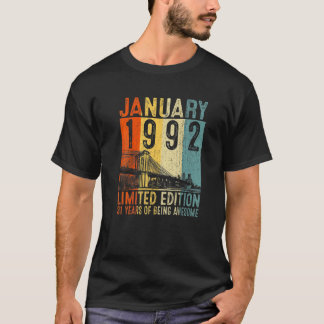 31. Geburtstag Vintag Januar 1992 31 Jahre alte Mä T-Shirt