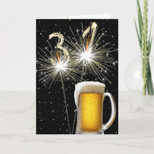 31. Geburtstagsparkler mit Bier-Tasse Karte