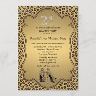 31. Geburtstagsparty 31., Cheetah High Heels Shoes Einladung