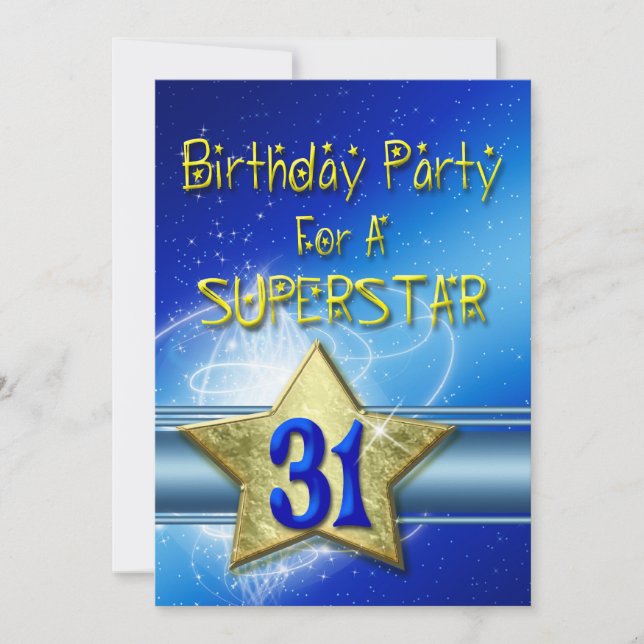 31. Geburtstagsparty Einladung für einen Superstar (Vorderseite)