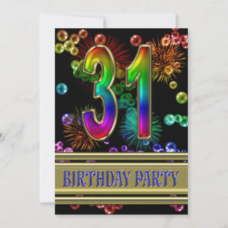 31. Geburtstagsparty Einladung mit Blasen