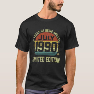 31 Jahre alt Vintag Juli 1990 Limited Edition 31. T-Shirt