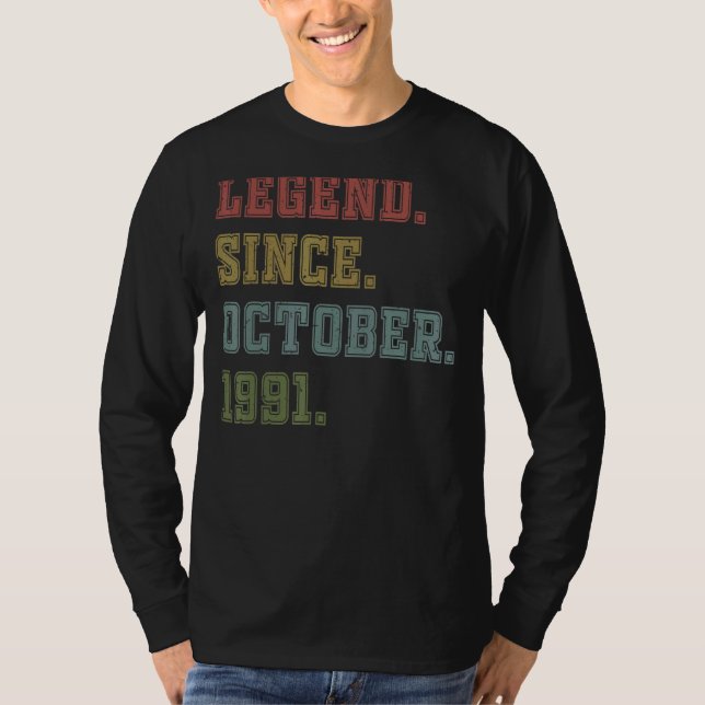 31 Jahre alte Legende seit Oktober 1991 31. Geburt T-Shirt (Vorderseite)