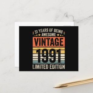 31 Jahre Awesome Vintage 1991 Postkarte