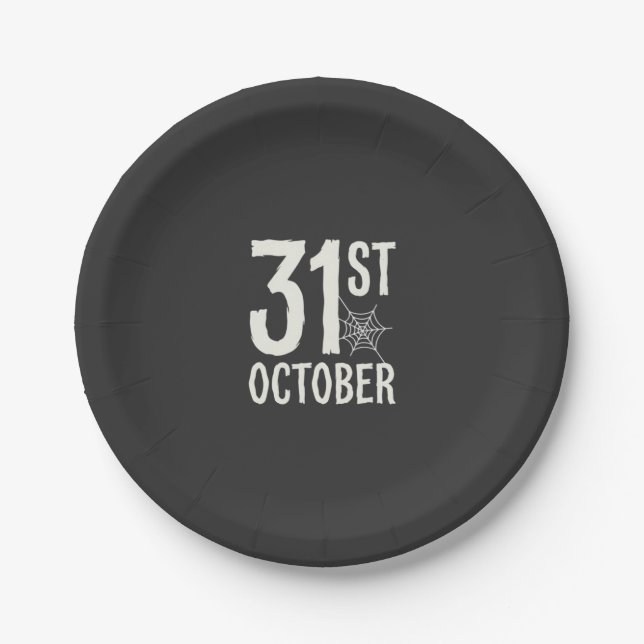 31. Oktober Halloween Spinnennetz-Design Pappteller (Vorderseite)
