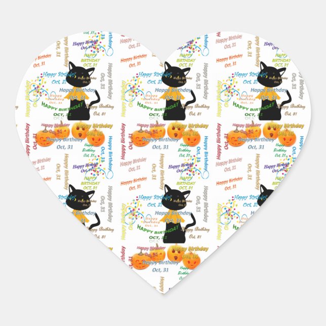 31. Oktober Herz-Aufkleber (Vorderseite)