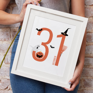 31. Oktober   Spooky Witch Hat, Ghost Poster