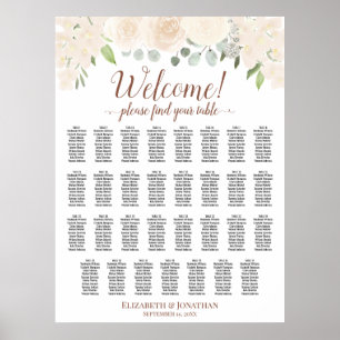 31 Rose mit blassfarbenen Tischdecken für Hochzeit Poster