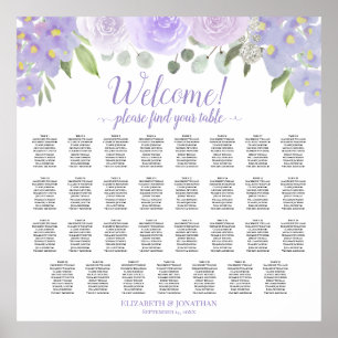 31 Tabelle Lavendel Boho Rose Hochzeitskarte Poster