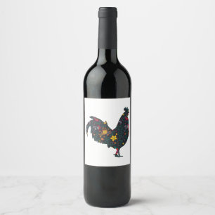 321 Bauer Country-Geschenk lustiges Musikhähnchen Weinetikett