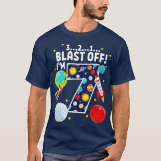 321 Blast Off Age 7. Geburtstagsparty T-Shirt