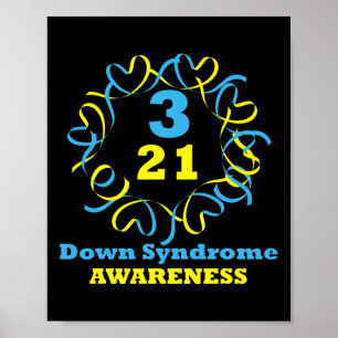 321 Down Syndrome Awareness Ribbon blau und gelb Poster