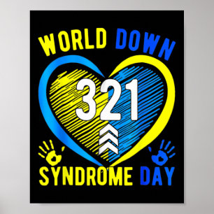 321 Welt-Down-Syndrom-Tag Bewusstseins Blau Gelb Poster