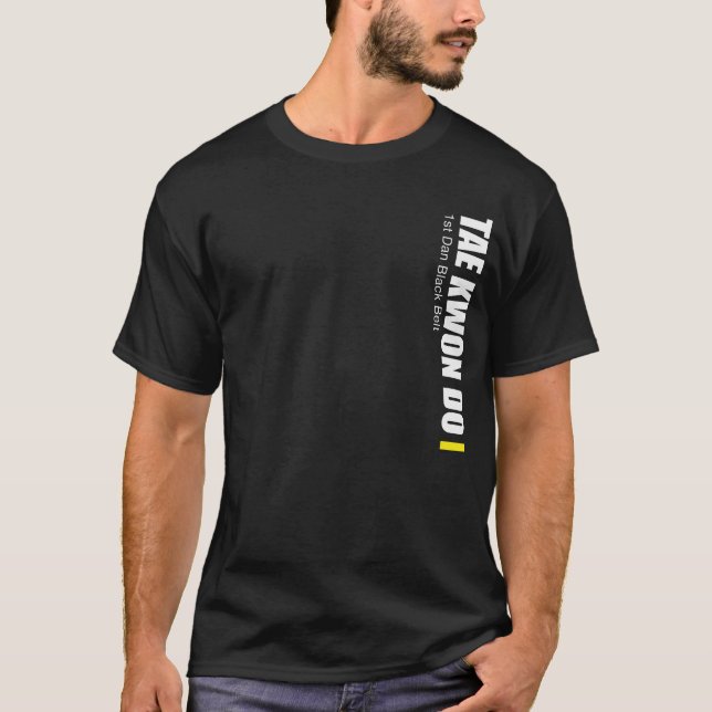 323-1-2 1. schwarzer Gurt-Taekwondo-Shirt Dans T-Shirt (Vorderseite)