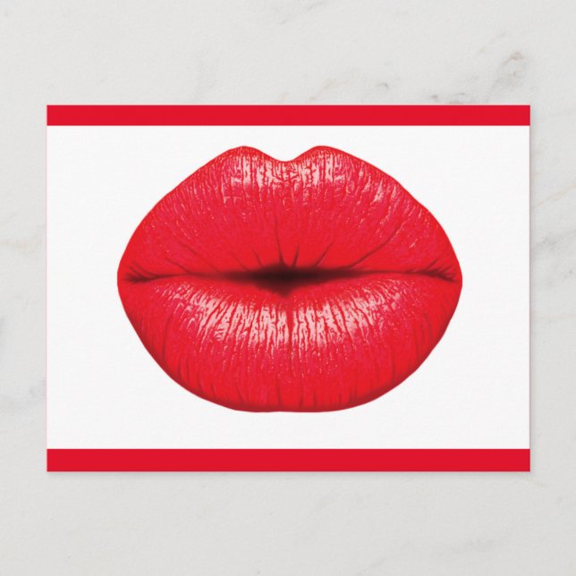 327493 RED SMOOCH LIPS KISS MAKEUP SCHÖNHEIT LIEBE POSTKARTE (Vorderseite)