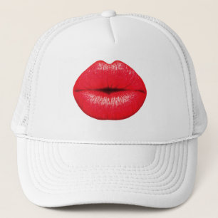 327493 RED SMOOCH LIPS KISS MAKEUP SCHÖNHEIT LIEBE TRUCKERKAPPE