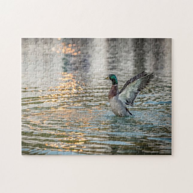 3274-Mallard-Splashing in Pond Puzzle (Horizontal)