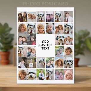 32 Foto-Collage Modern Quadratisch Schwarz und Wei Postkarte