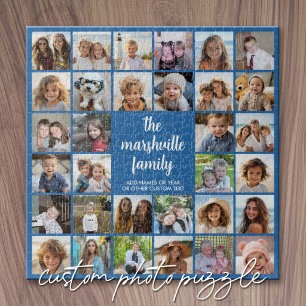 32 Foto-Collage Modern Quadratisch Schwarz und Wei Puzzle