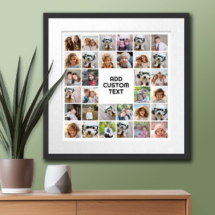 32 FotoCollage Modernes Quadrat Schwarz und Weiß Poster