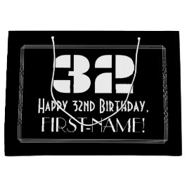 32. Geburtstag ~ Art Deco Inspiriert Look "32" + N Große Geschenktüte