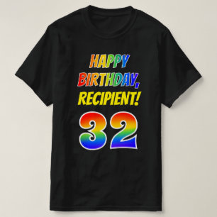 32. Geburtstag — Bold, Fun, Rainbow 32, Individu T-Shirt
