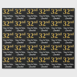 32. Geburtstag: Elegante Luxuriöse Imitate Gold Lo Geschenkpapier