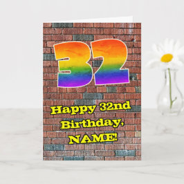 32. Geburtstag: Fun Graffiti-Inspiriert Regenbogen Karte