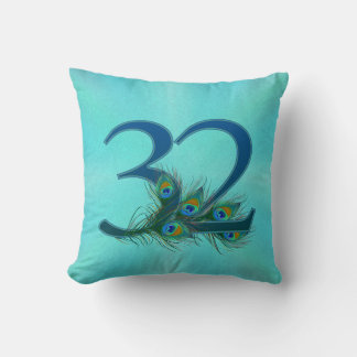 32. Geburtstag oder Jubiläum Pfauenfeder Kissen