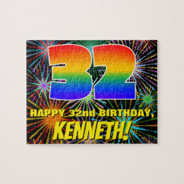 32. Geburtstag: Spaß, bunte feierliche Feuerwerke Puzzle
