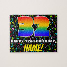 32. Geburtstag — Spaß, farbenfrohe Musiksymbole & Puzzle