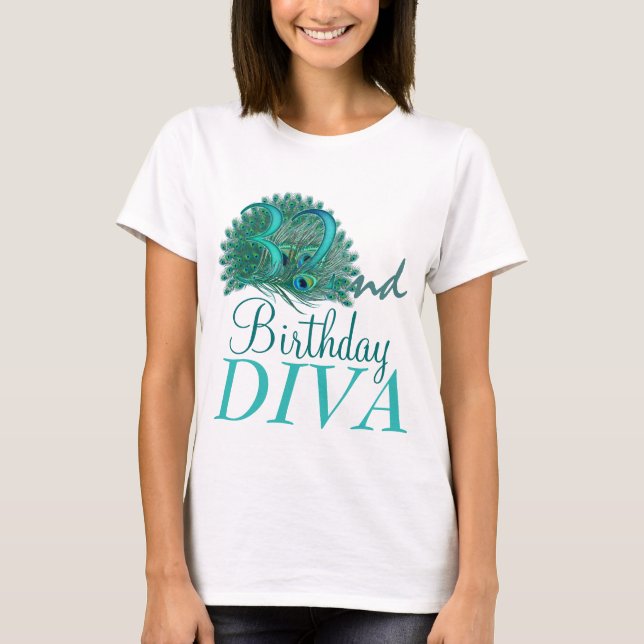 32. Geburtstags-Diva-Shirts T-Shirt (Vorderseite)