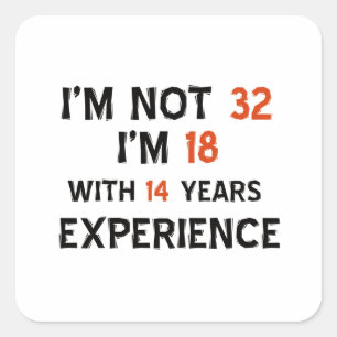 32. Geburtstagsdesigns Quadratischer Aufkleber