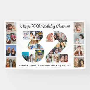 32. Geburtstagsfeier Nummer 32 Fotocollage Banner