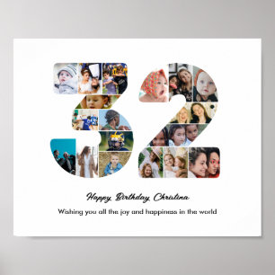 32. Geburtstagsfeier Nummer 32 Fotocollage Poster