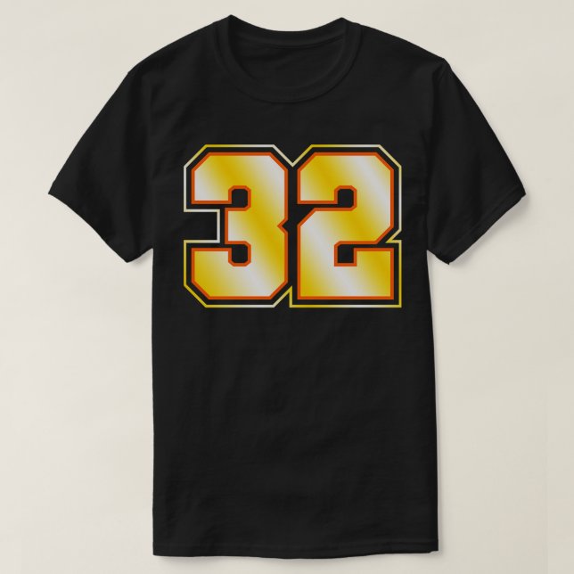 32 Gelbe Sportnummer T-Shirt (Design vorne)
