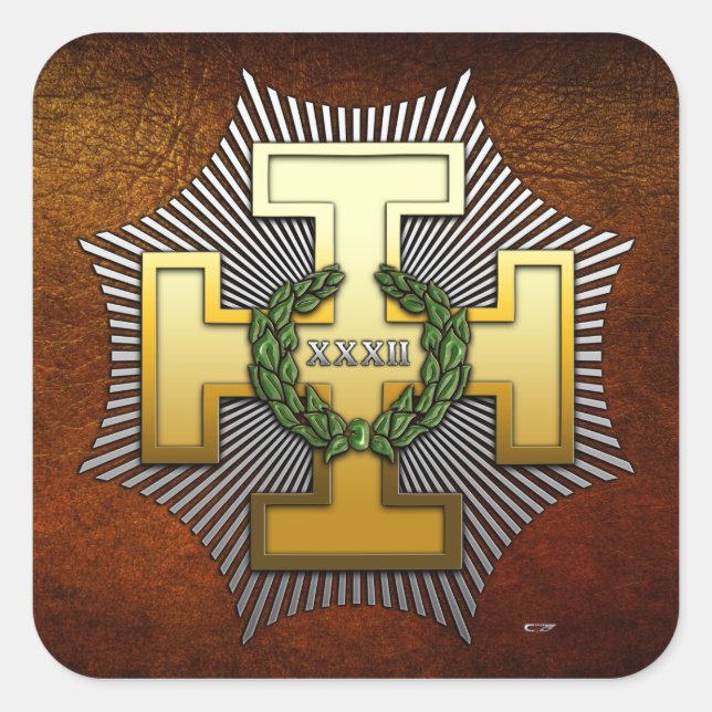 32. Grad: Master of the Royal Secret Quadratischer Aufkleber (Vorderseite)