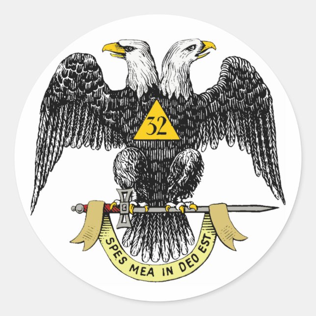 32. Grad Scottish Rite Black Eagle Runder Aufkleber (Vorderseite)