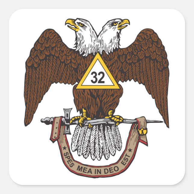 32. Grad Scottish Rite Brown Eagle Quadratischer Aufkleber (Vorderseite)