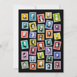 32 grafische Portraits der beststen Komponisten Feiertagskarte