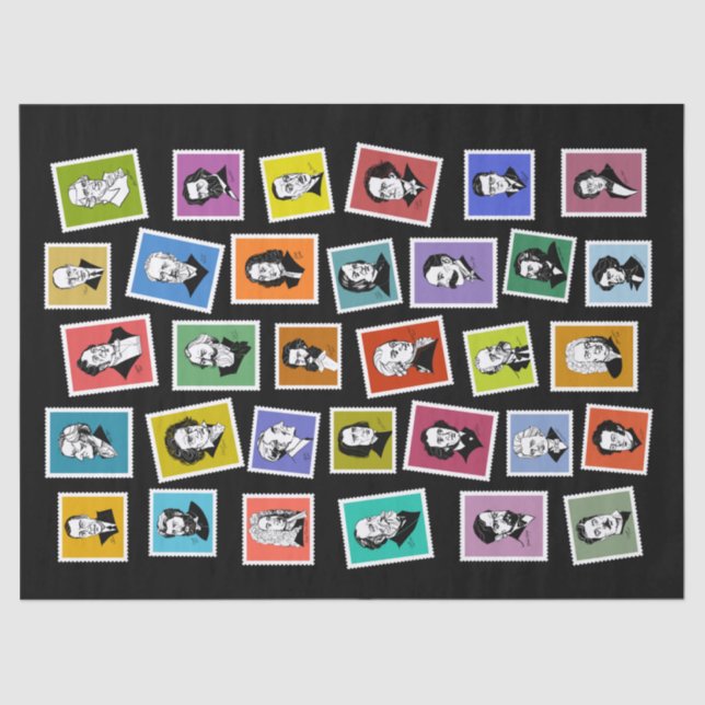 32 grafische Portraits der beststen Komponisten Seidenpapier (Vorderseite)