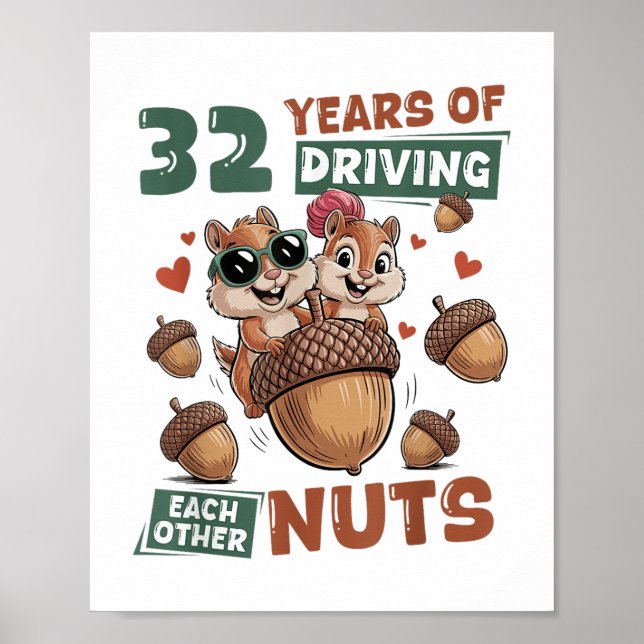 32. Hochzeitstag 32 Jahre Paarung Poster (Vorne)